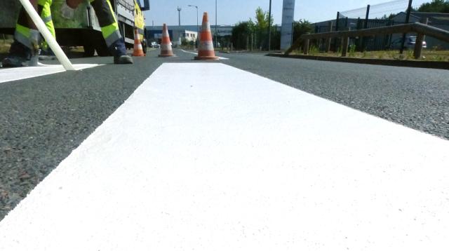 Pedestrian crossing ThermLite hot applied thermoplastics