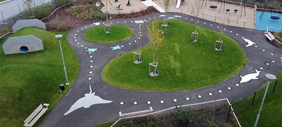 Playful schoolyard markings in Sweden 