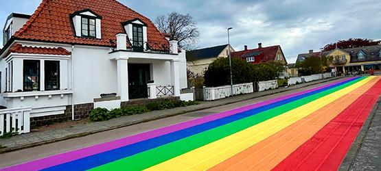 Spectacular rainbow street in Sweden