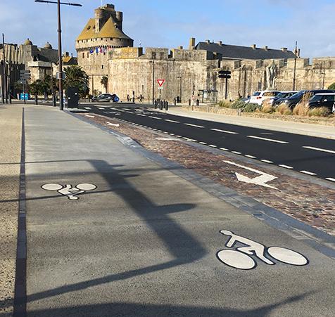 Product line preformed contrasted man on bike symbols in france