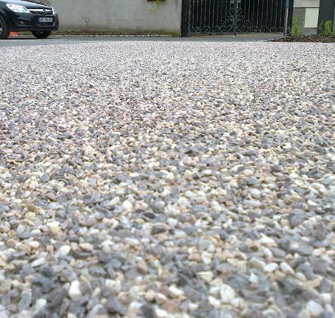 Example of resin bound surfacing with marble mixed colour aggregates