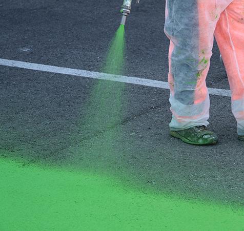 Sprayplast application of green resin pulverized system