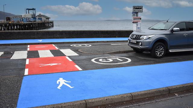 Traffic area and parking making - selected areas stand out to guide and protect