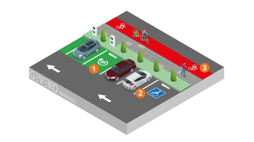 Illustration for traffic area and parkings